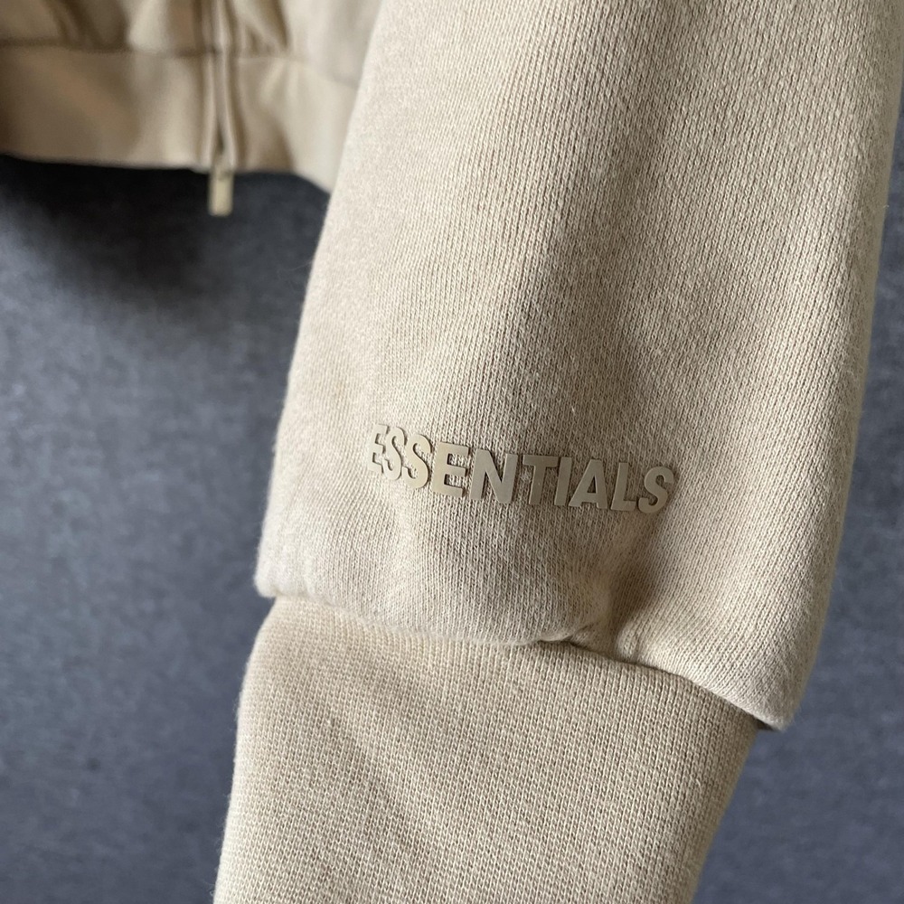 Fear Of God Essentials Sweatshirt Small Beige Full Zip Mock Neck Fleece - Picture 6 of 11